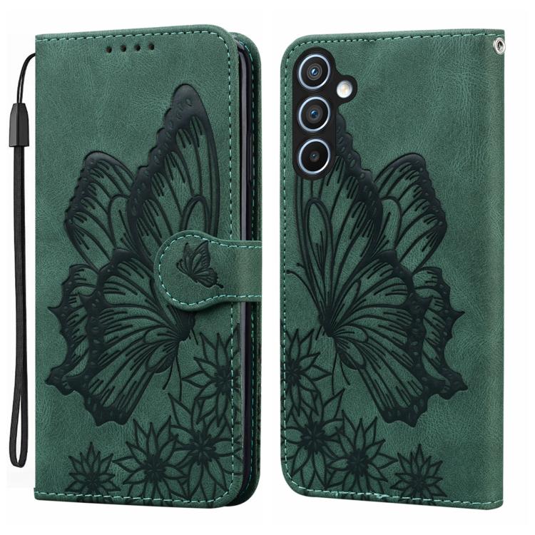 

For Samsung Galaxy S25 FE 5G Retro Skin Feel Butterflies Embossing Horizontal Flip Leather Phone Case(Green)