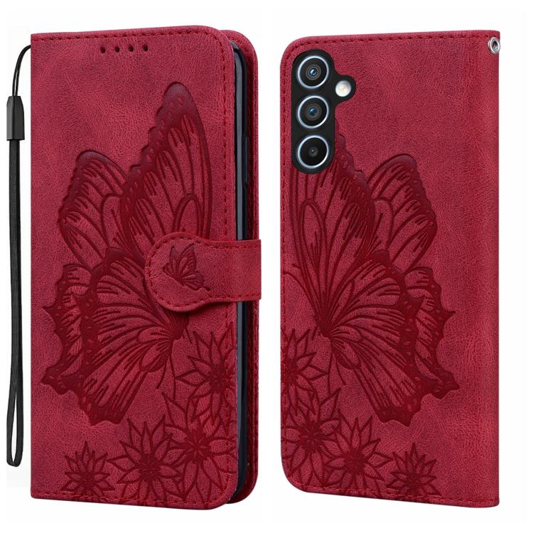 For Samsung Galaxy S25 FE 5G Retro Skin Feel Butterflies Embossing Horizontal Flip Leather Phone Case(Red)