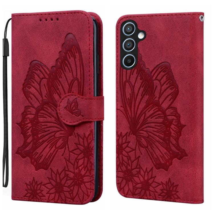 For Samsung Galaxy S26+ 5G Retro Skin Feel Butterflies Embossing Horizontal Flip Leather Phone Case(Red)