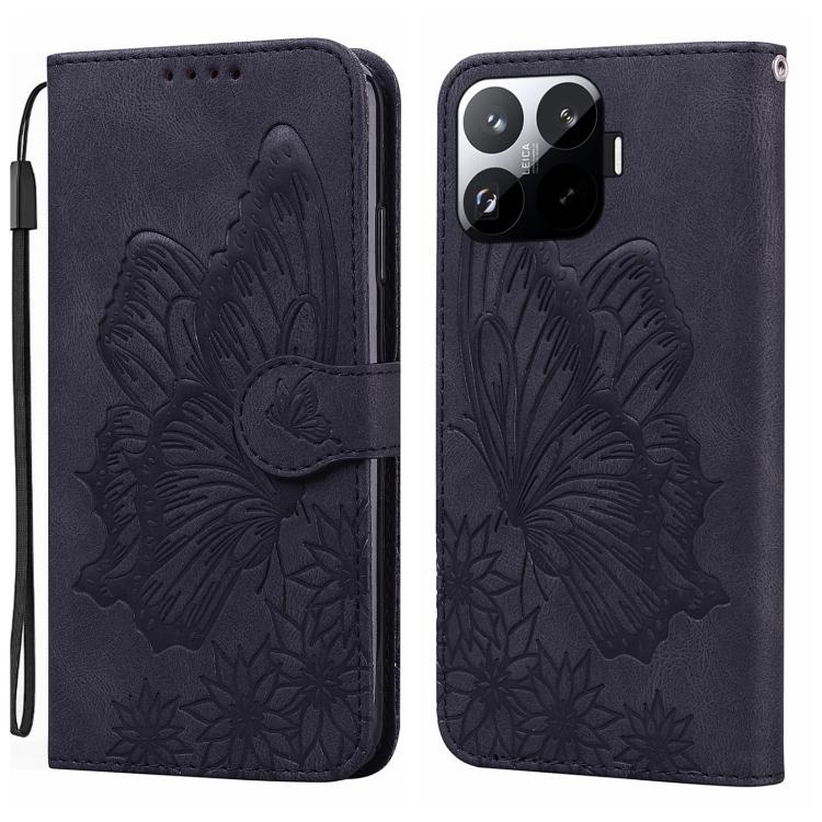 

For Xiaomi 15T Pro 5G Retro Skin Feel Butterflies Embossing Horizontal Flip Leather Phone Case(Black)
