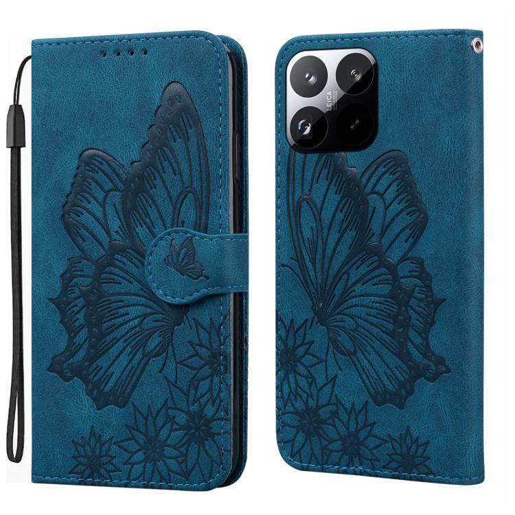 

For Xiaomi 15T 5G Retro Skin Feel Butterflies Embossing Horizontal Flip Leather Phone Case(Blue)