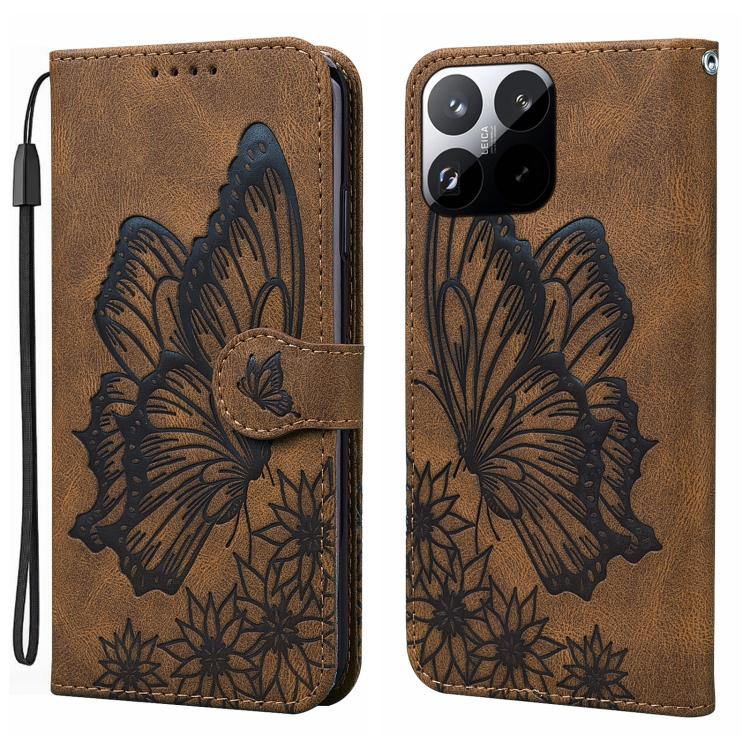 

For Xiaomi 15T 5G Retro Skin Feel Butterflies Embossing Horizontal Flip Leather Phone Case(Brown)