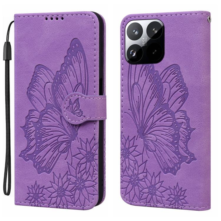 

For Xiaomi 15T 5G Retro Skin Feel Butterflies Embossing Horizontal Flip Leather Phone Case(Purple)