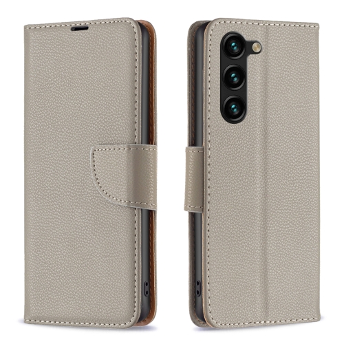 

For Samsung Galaxy S25+ 5G Litchi Texture Pure Color Flip Leather Phone Case(Grey)