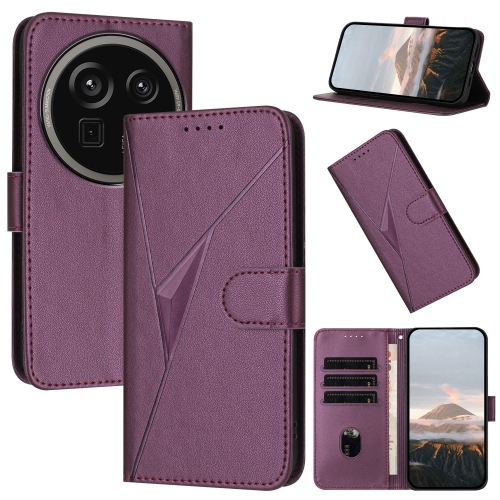 

For Sharp Aquos R9 Pro Triangle Pattern Buckle Clasp Leather Phone Case(Dark Purple)