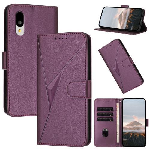 

For Sharp Basio Active 3 Triangle Pattern Buckle Clasp Leather Phone Case(Dark Purple)