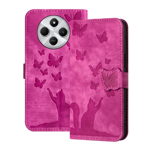 

For Redmi 14C 4G Butterfly Cat Embossing Flip Leather Phone Case(Pink)