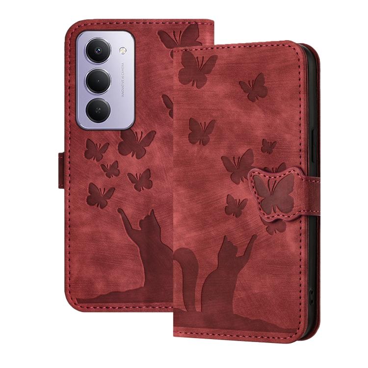 For Redmi 15 5G Global / 4G SEA 169.5mm Butterfly Cat Embossing Flip Leather Phone Case(Red) — купить у Sunsky-online WW