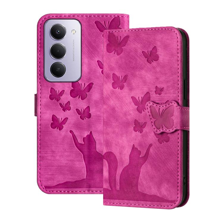 

For Redmi 15 5G Global / 4G SEA 169.5mm Butterfly Cat Embossing Flip Leather Phone Case(Pink)