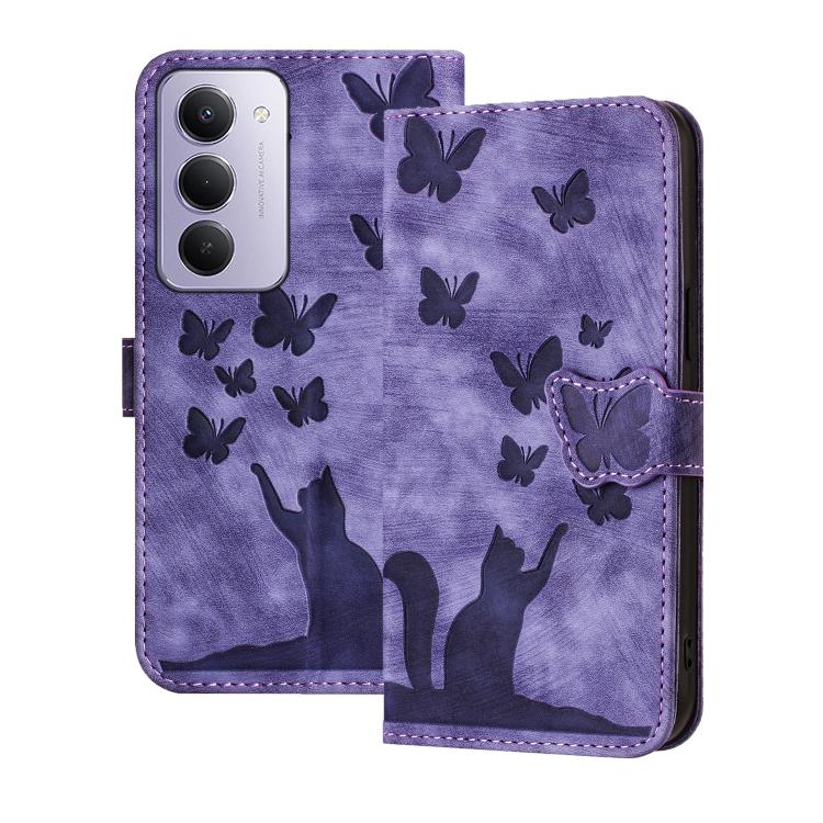

For Redmi 15 5G / 4G EU 171mm Butterfly Cat Embossing Flip Leather Phone Case(Purple)