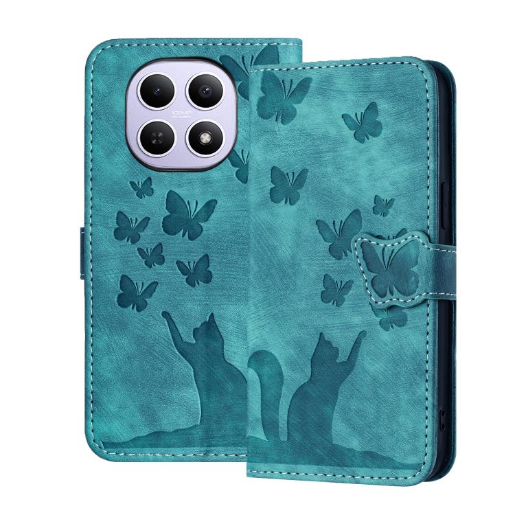 

For Redmi Note 15 4G / 5G Global 164mm Butterfly Cat Embossing Flip Leather Phone Case(Wathet)