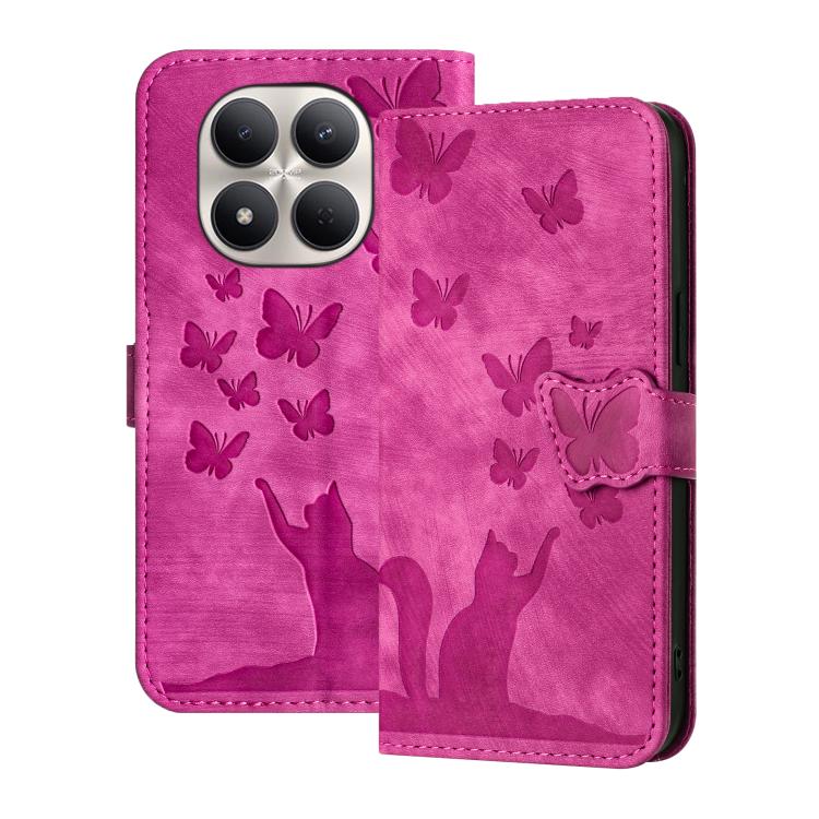 

For Redmi Note 15 Pro 4G Global 163.2mm Butterfly Cat Embossing Flip Leather Phone Case(Pink)