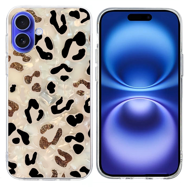 

For iPhone 16 Colorful Painting Pattern TPU Phone Case(Leopard)