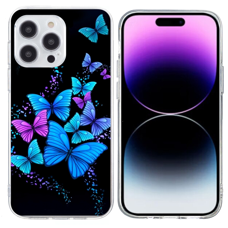 

For iPhone 15 Pro Max Colorful Painting Pattern TPU Phone Case(Color Butterflies)