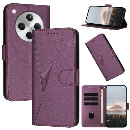 

For OPPO Find X8 Triangle Pattern Buckle Clasp Leather Phone Case(Dark Purple)