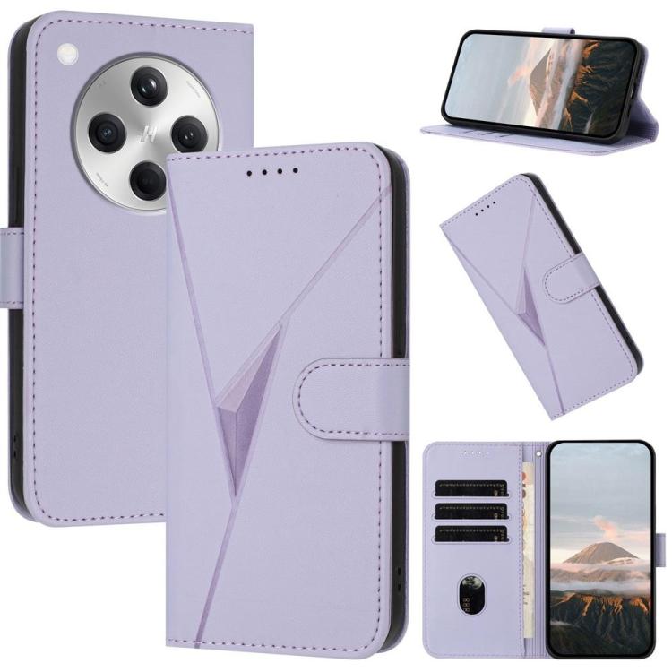 

For OPPO Find X8 Triangle Pattern Buckle Clasp Leather Phone Case(Light Purple)