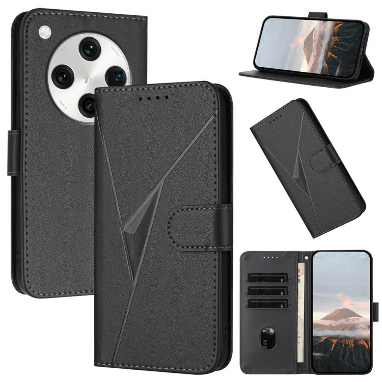 

For OPPO Find X8 Pro Triangle Pattern Buckle Clasp Leather Phone Case(Black)