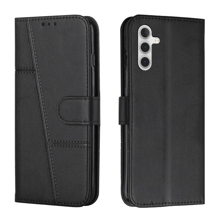

For Samsung Galaxy S25 FE 5G Stitching Calf Texture Buckle Leather Phone Case(Black)