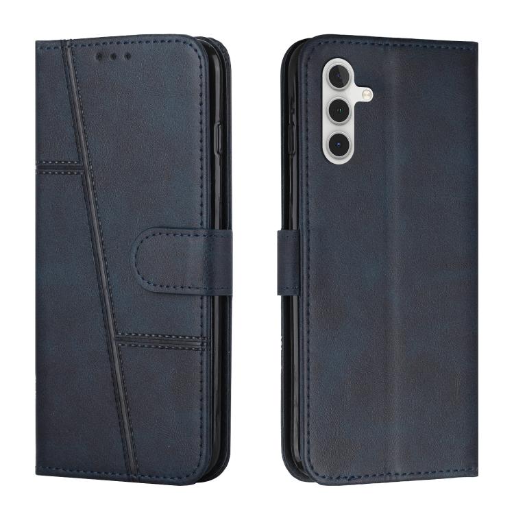 

For Samsung Galaxy S25 FE 5G Stitching Calf Texture Buckle Leather Phone Case(Blue)