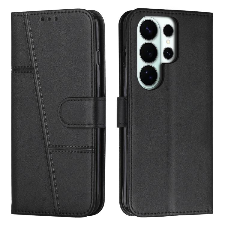 

For Samsung Galaxy S26 Ultra 5G Stitching Calf Texture Buckle Leather Phone Case(Black)