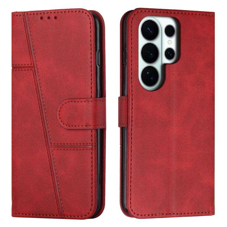 

For Samsung Galaxy S26 Ultra 5G Stitching Calf Texture Buckle Leather Phone Case(Red)