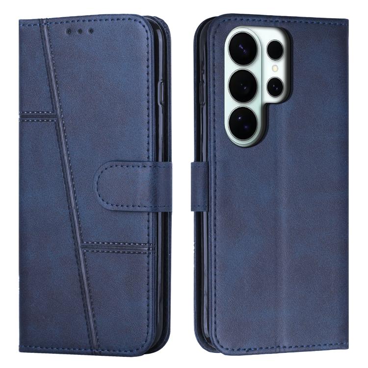 

For Samsung Galaxy S26 Ultra 5G Stitching Calf Texture Buckle Leather Phone Case(Blue)