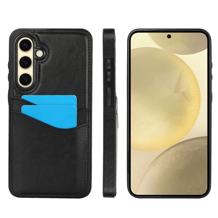 

For Samsung Galaxy S24 FE 5G Litchi Leather Skin Card Slots Phone Case(Black)