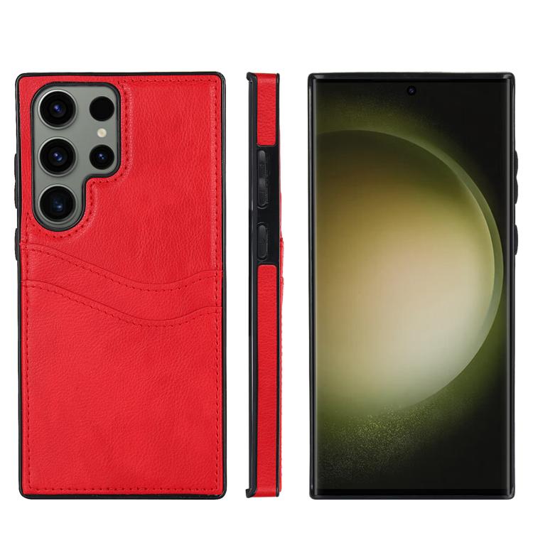 

For Samsung Galaxy S23 Ultra 5G Litchi Leather Skin Card Slots Phone Case(Red)