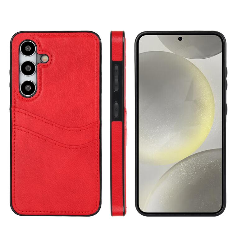 

For Samsung Galaxy S24 5G Litchi Leather Skin Card Slots Phone Case(Red)