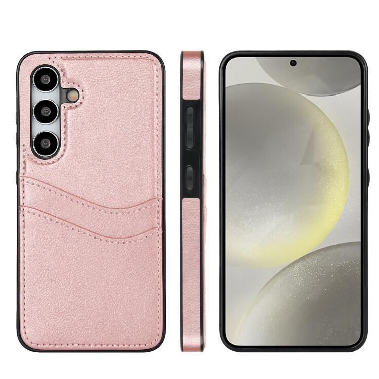 

For Samsung Galaxy S24 5G Litchi Leather Skin Card Slots Phone Case(Rose Gold)