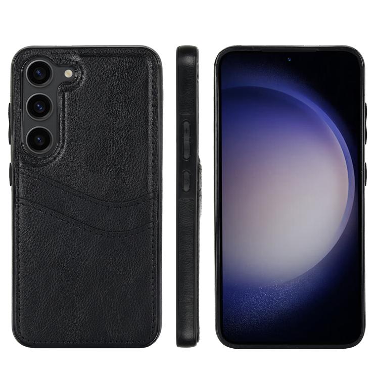 

For Samsung Galaxy S25+ 5G Litchi Leather Skin Card Slots Phone Case(Black)