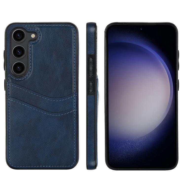 

For Samsung Galaxy S25+ 5G Litchi Leather Skin Card Slots Phone Case(Blue)