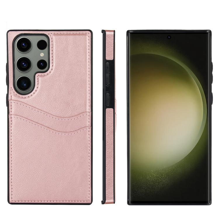 

For Samsung Galaxy S25 Ultra 5G Litchi Leather Skin Card Slots Phone Case(Rose Gold)