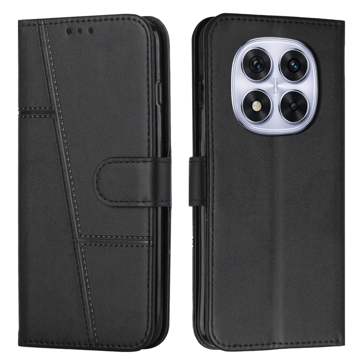 

For Redmi Note 14 Pro 5G Global Stitching Calf Texture Buckle Leather Phone Case(Black)