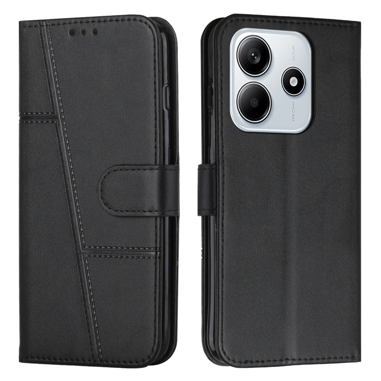 

For Redmi Note 14 5G Stitching Calf Texture Buckle Leather Phone Case(Black)