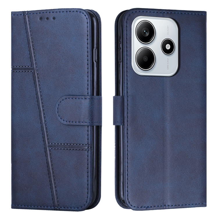 

For Redmi Note 14 5G Global Stitching Calf Texture Buckle Leather Phone Case(Blue)