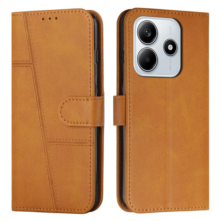 

For Redmi Note 14 4G 163.25mm Stitching Calf Texture Buckle Leather Phone Case(Yellow)