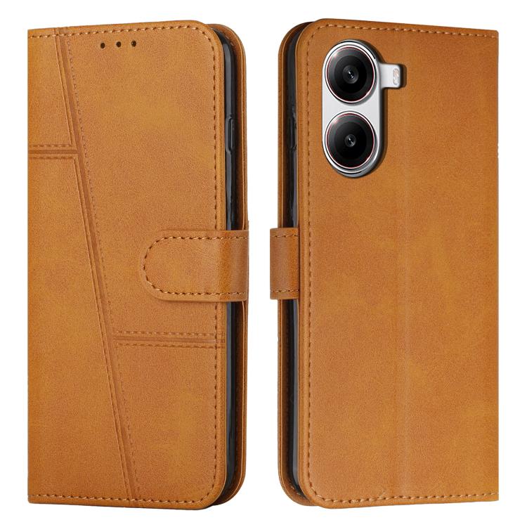 

For Redmi Turbo 4 / Xiaomi Poco X7 Pro Stitching Calf Texture Buckle Leather Phone Case(Yellow)