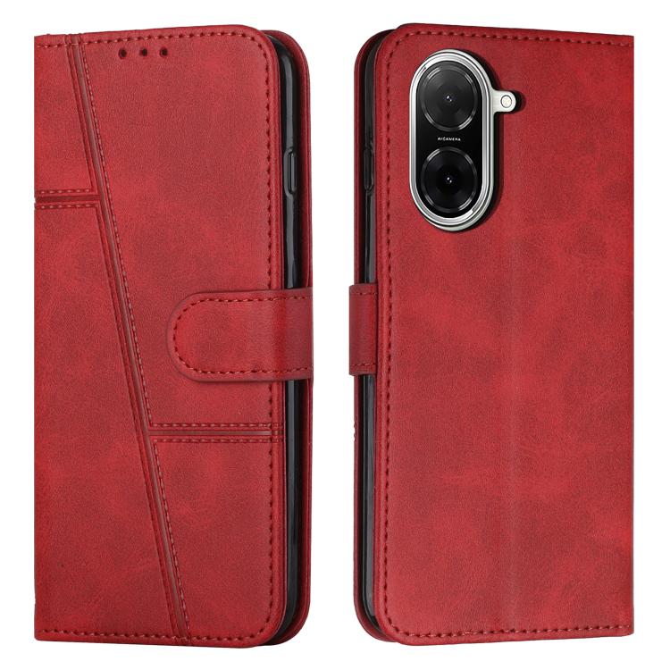 

For Redmi A5 4G 171.7mm / Poco C71 Stitching Calf Texture Buckle Leather Phone Case(Red)