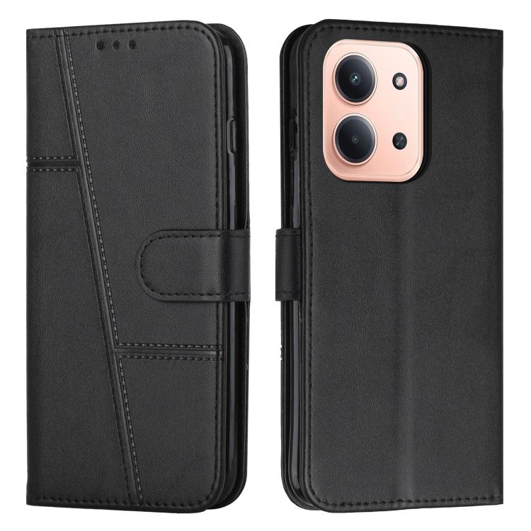 

For Redmi 15C 5G / 4G EU 173mm Stitching Calf Texture Buckle Leather Phone Case(Black)