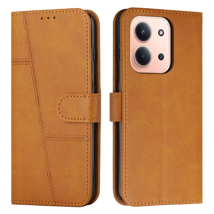 

For Redmi 15C 5G / 4G EU 173mm Stitching Calf Texture Buckle Leather Phone Case(Yellow)