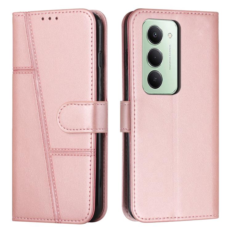 

For Redmi 15 5G / 4G EU 171mm Stitching Calf Texture Buckle Leather Phone Case(Rose Gold)