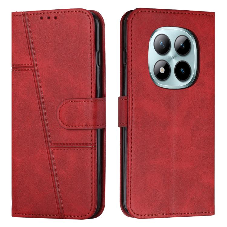 

For Redmi Note 15 Pro+ 5G Global 163.3mm Stitching Calf Texture Buckle Leather Phone Case(Red)