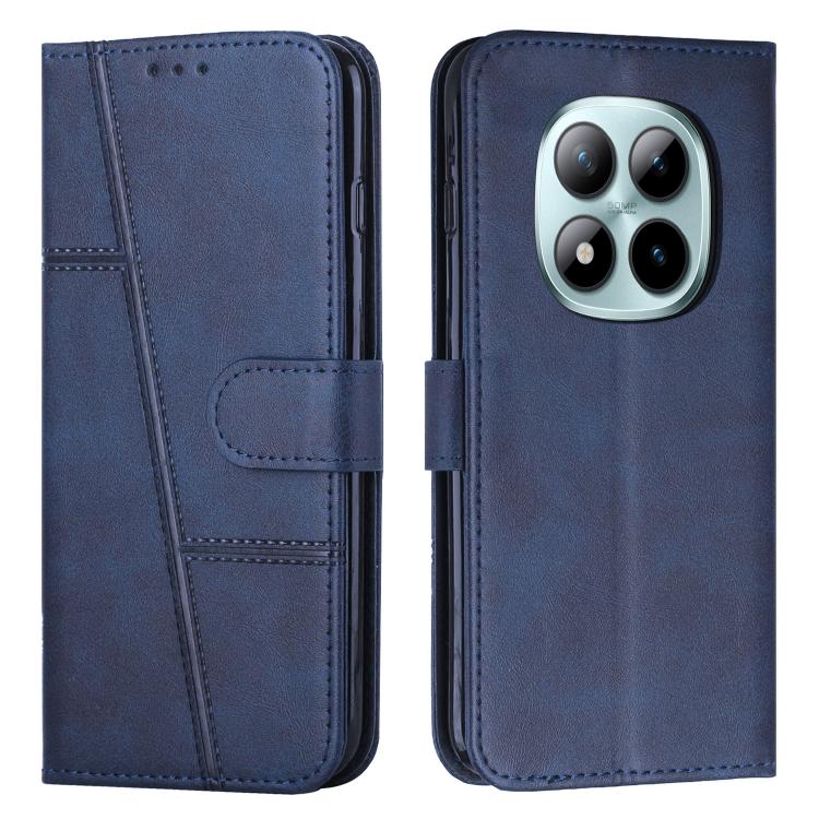 

For Redmi Note 15 Pro 4G Global 163.2mm Stitching Calf Texture Buckle Leather Phone Case(Blue)