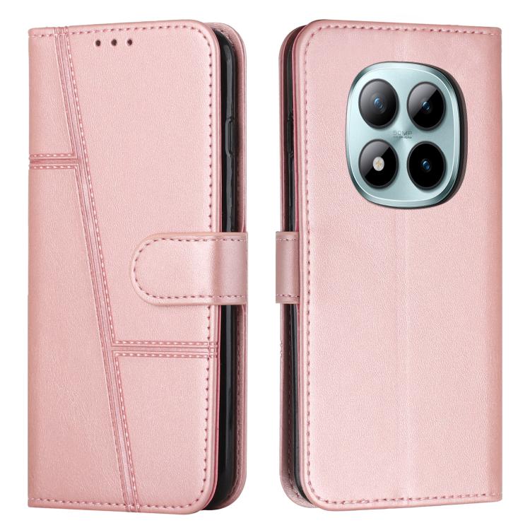 

For Redmi Note 15 Pro 4G Global 163.2mm Stitching Calf Texture Buckle Leather Phone Case(Rose Gold)