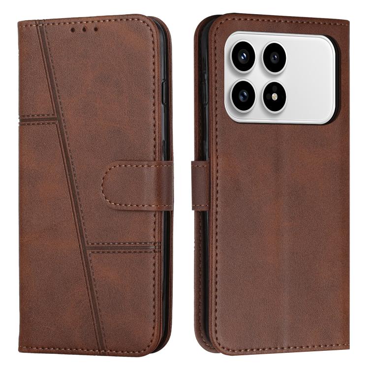 

For Redmi K90 / Poco F8 Pro Stitching Calf Texture Buckle Leather Phone Case(Brown)