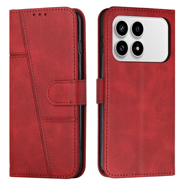 

For Redmi K90 / Poco F8 Pro Stitching Calf Texture Buckle Leather Phone Case(Red)
