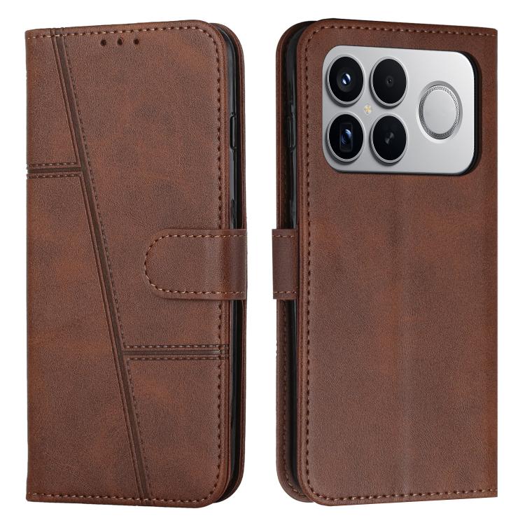 

For Redmi K90 Pro Max / Poco F8 Ultra Stitching Calf Texture Buckle Leather Phone Case(Brown)