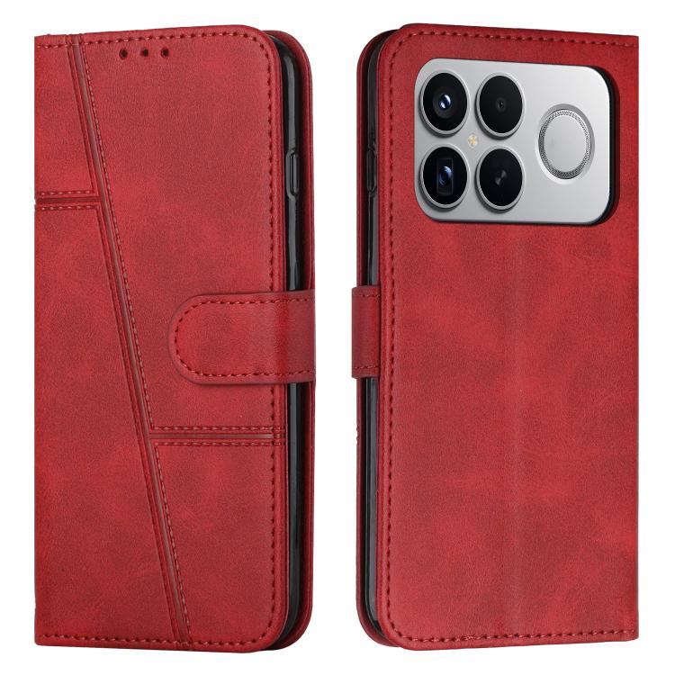 

For Redmi K90 Pro Max / Poco F8 Ultra Stitching Calf Texture Buckle Leather Phone Case(Red)