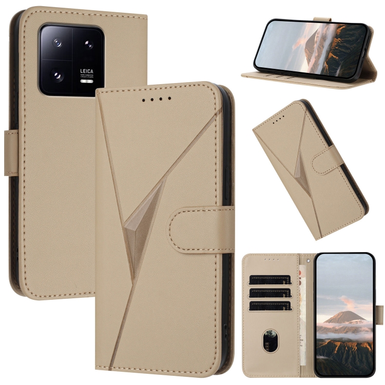 

For Xiaomi 13 Pro Triangle Pattern Buckle Clasp Leather Phone Case(Gold)